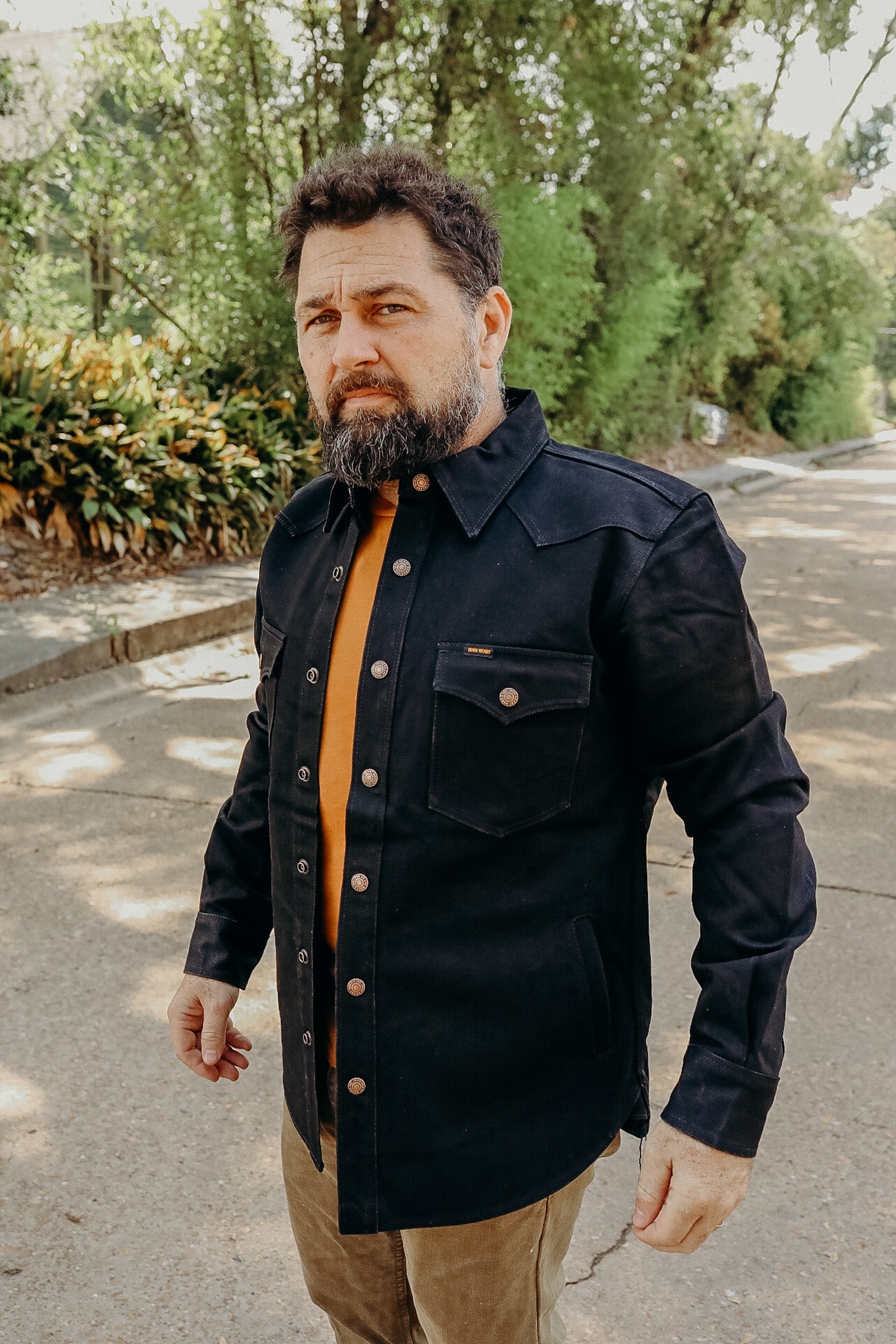 16oz Denim CPO Shirt - Superblack (Fades To Grey) Non-Selvedge IHSH-36 Iron Shop Provisions 16oz Denim CPO Shirt - Superblack (Fades To Grey) Non-Selvedge IHSH-36 Iron Shop Provisions