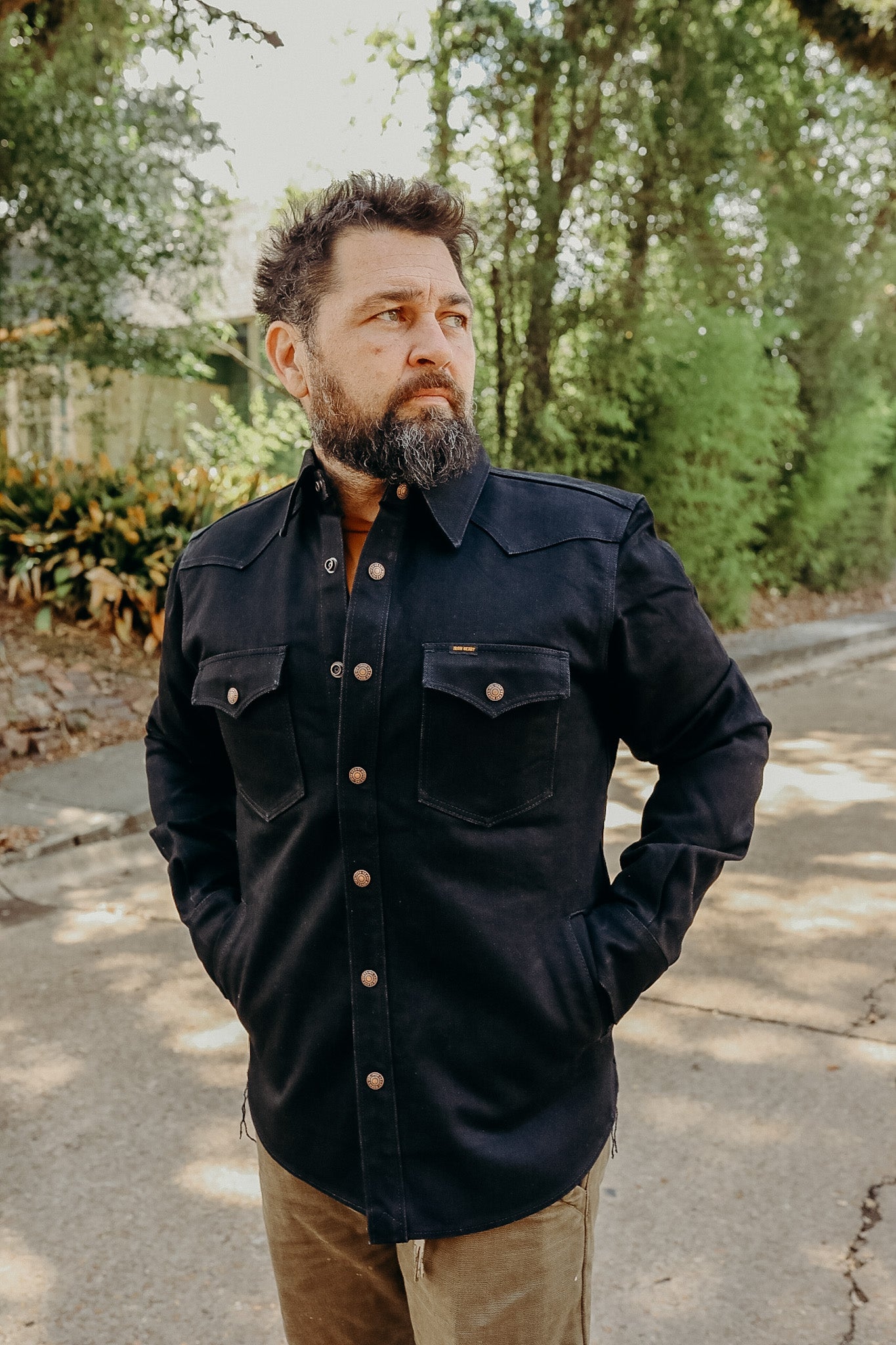 16oz Denim CPO Shirt - Superblack (Fades To Grey) Non-Selvedge IHSH-362-BLK