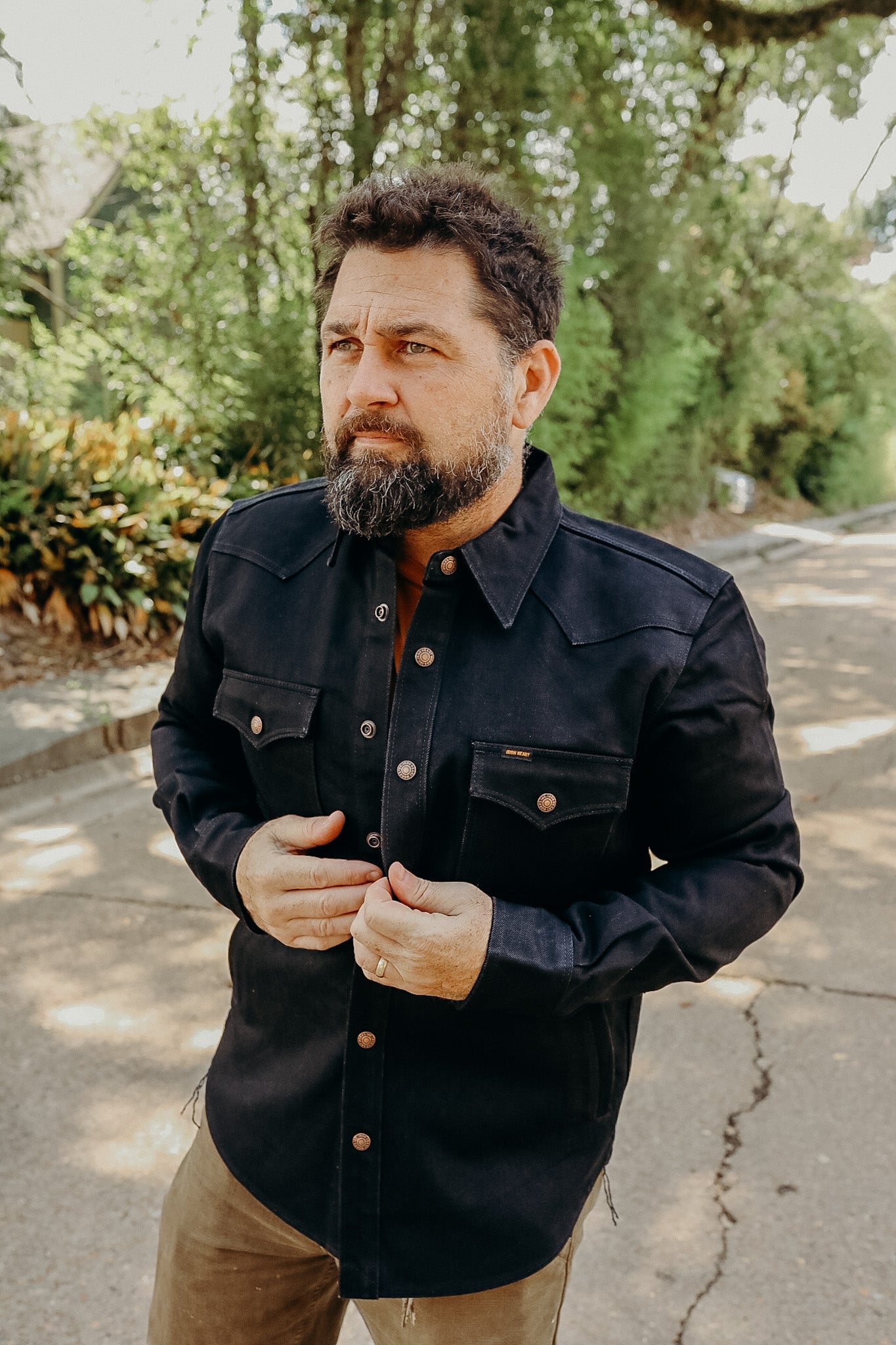 16oz Denim CPO Shirt - Superblack (Fades To Grey) Non-Selvedge IHSH-362-BLK