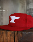 Vintage Unstructured Hainsworth Wool Cap- Anvil/ Red