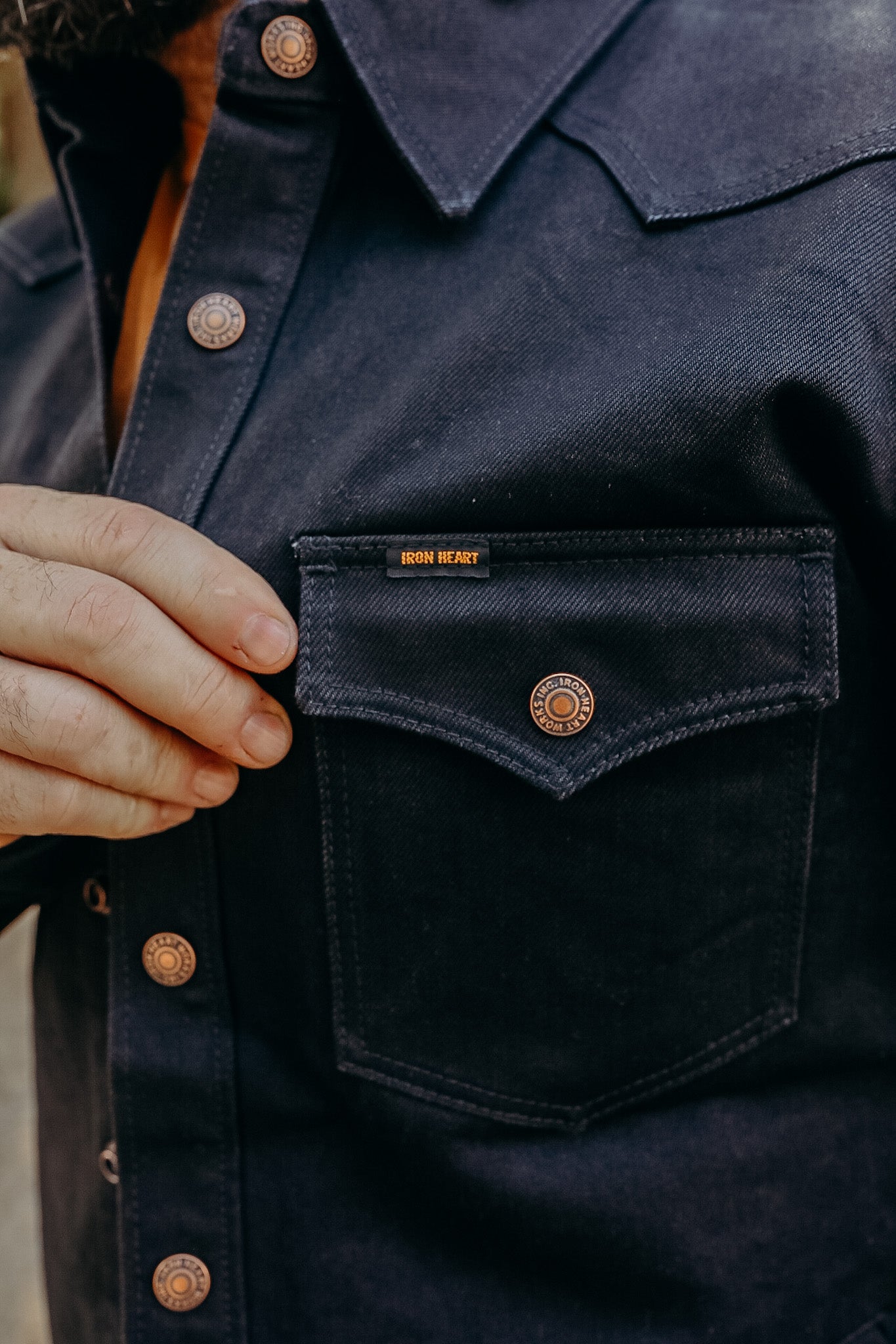 16oz Denim CPO Shirt - Superblack (Fades To Grey) Non-Selvedge IHSH-362-BLK