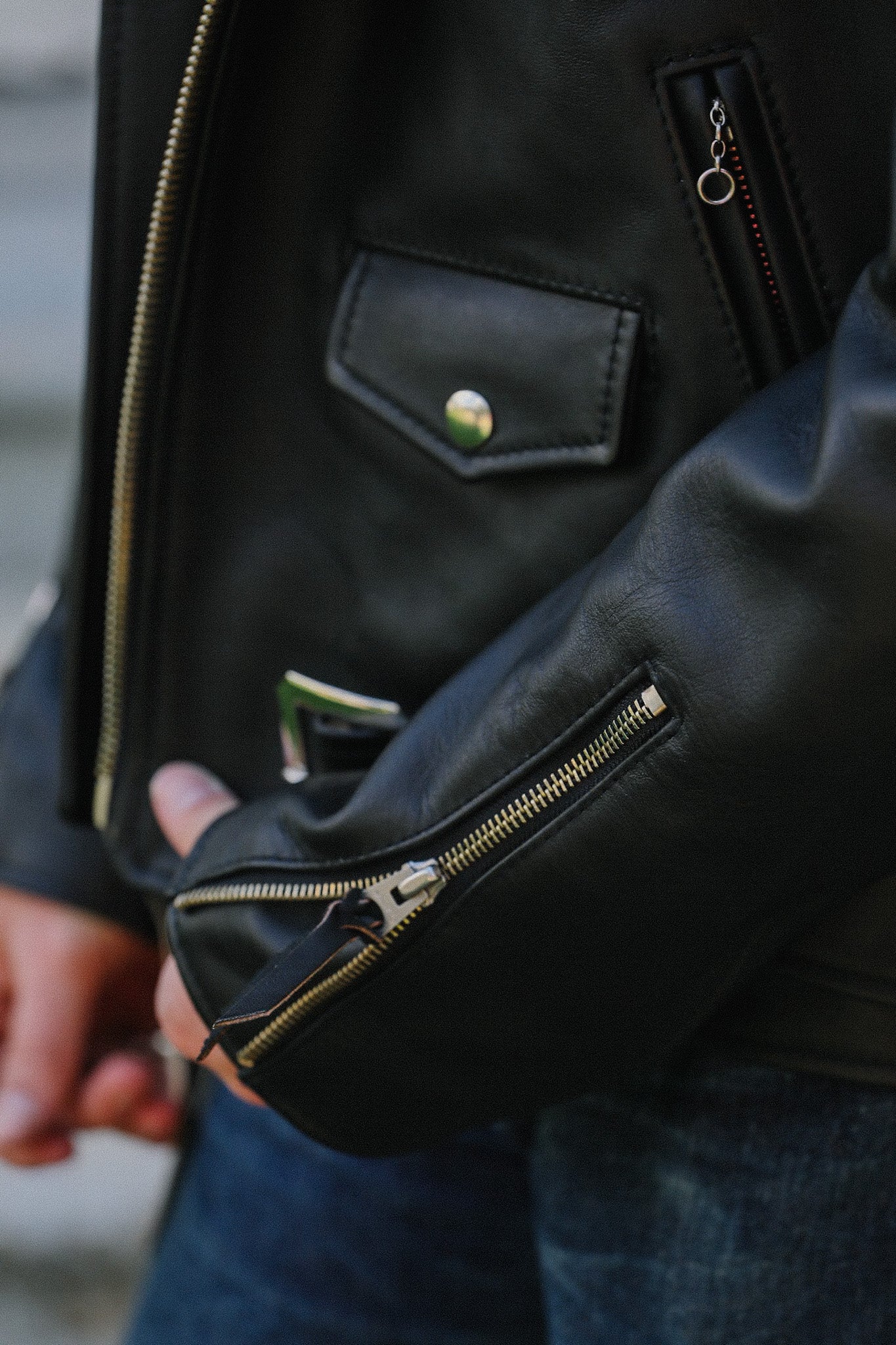 Sumi Dyed Double Riders Jacket- Saddle Dyed Horsehide Black (SHR-58)