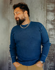 1301 Waffle Knit Long Sleeved Crew Neck Thermal Top - Indigo Dyed IHTL-1301-IND