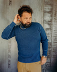 1301 Waffle Knit Long Sleeved Crew Neck Thermal Top - Indigo Dyed IHTL-1301-IND
