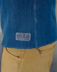1213 Waffle Knit Long Sleeved Thermal Henley - Indigo Dyed IHTL-1213-IND