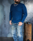 1301 Waffle Knit Long Sleeved Crew Neck Thermal Top - Indigo Dyed IHTL-1301-IND