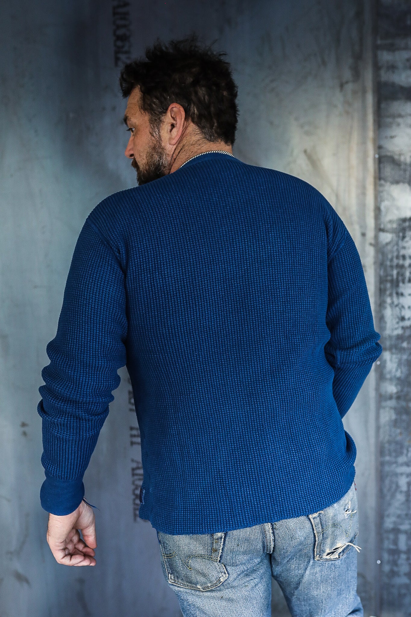 Iron Heart Waffle Knit Thermal Crew Neck Shirt IHTL-1301-OLV