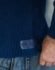 1301 Waffle Knit Long Sleeved Crew Neck Thermal Top - Indigo Dyed IHTL-1301-IND