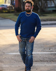 1301 Waffle Knit Long Sleeved Crew Neck Thermal Top - Indigo Dyed IHTL-1301-IND