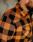 The Flat Head SNW-101L Block Check Western Flannel Shirt - Yellow / Charcoal