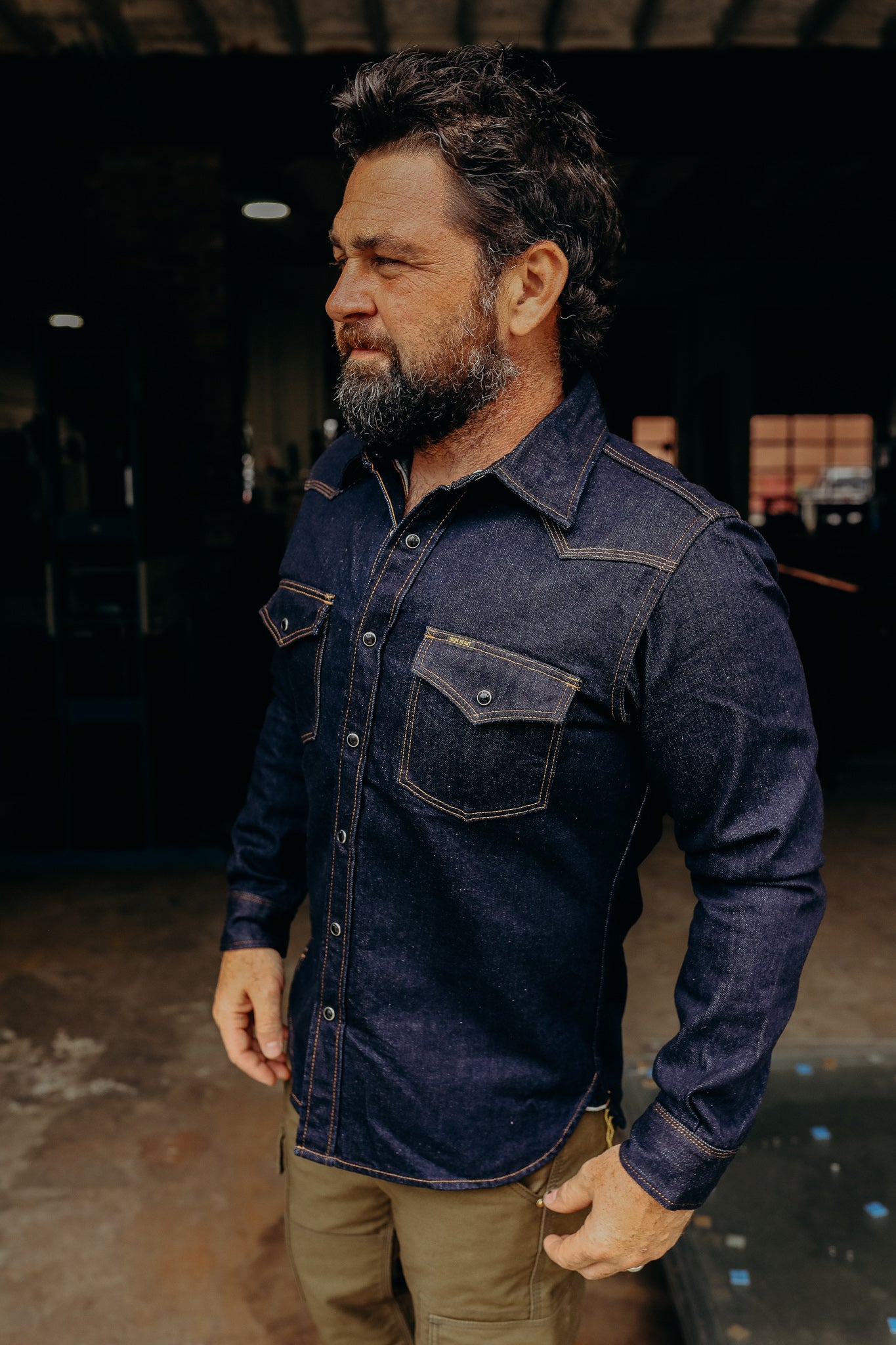 12oz Selvedge Denim Western Shirt - Indigo IHSH-33-IND – Iron Shop