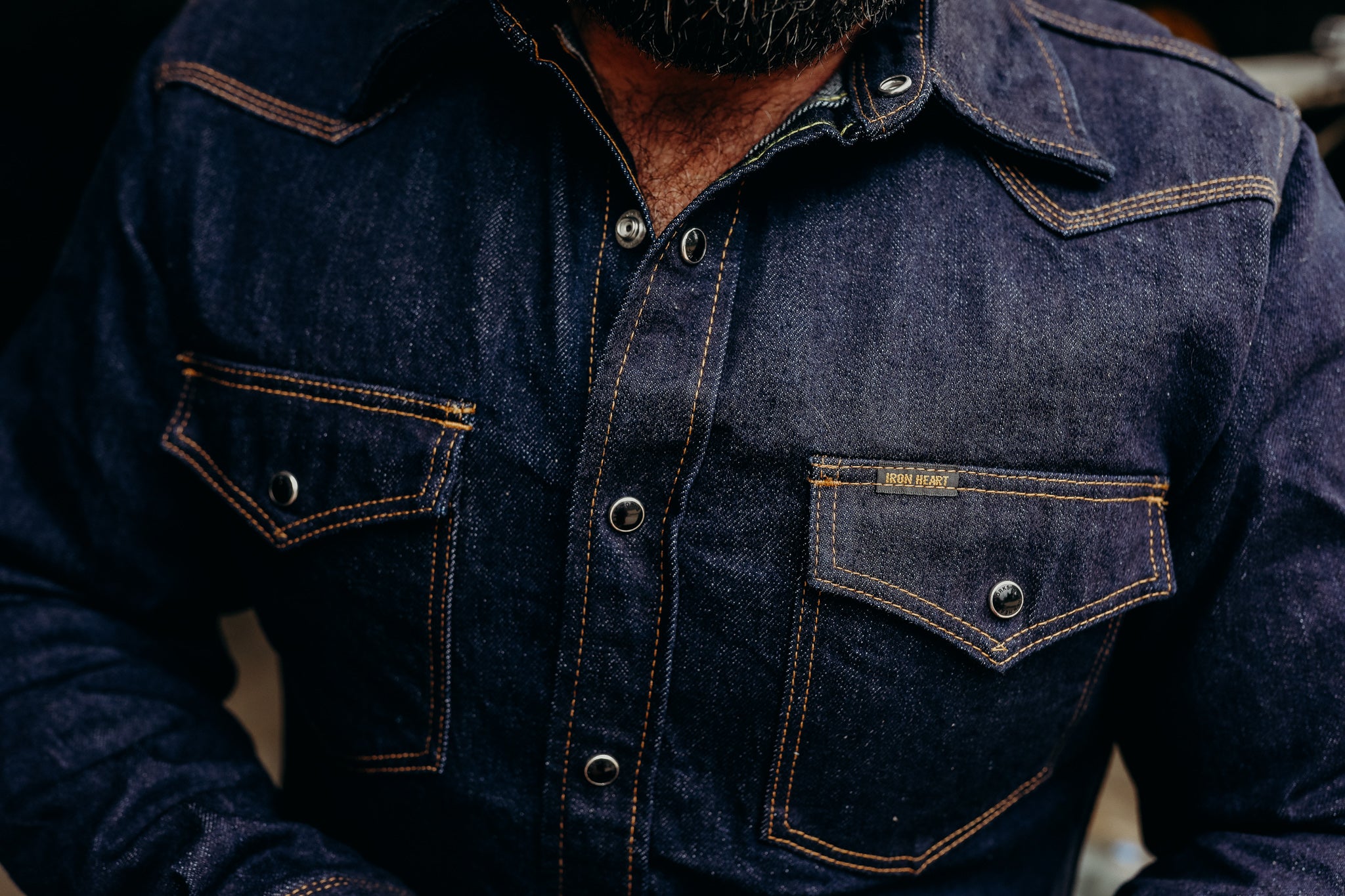 12oz Selvedge Denim Western Shirt - Indigo IHSH-33-IND – Iron Shop