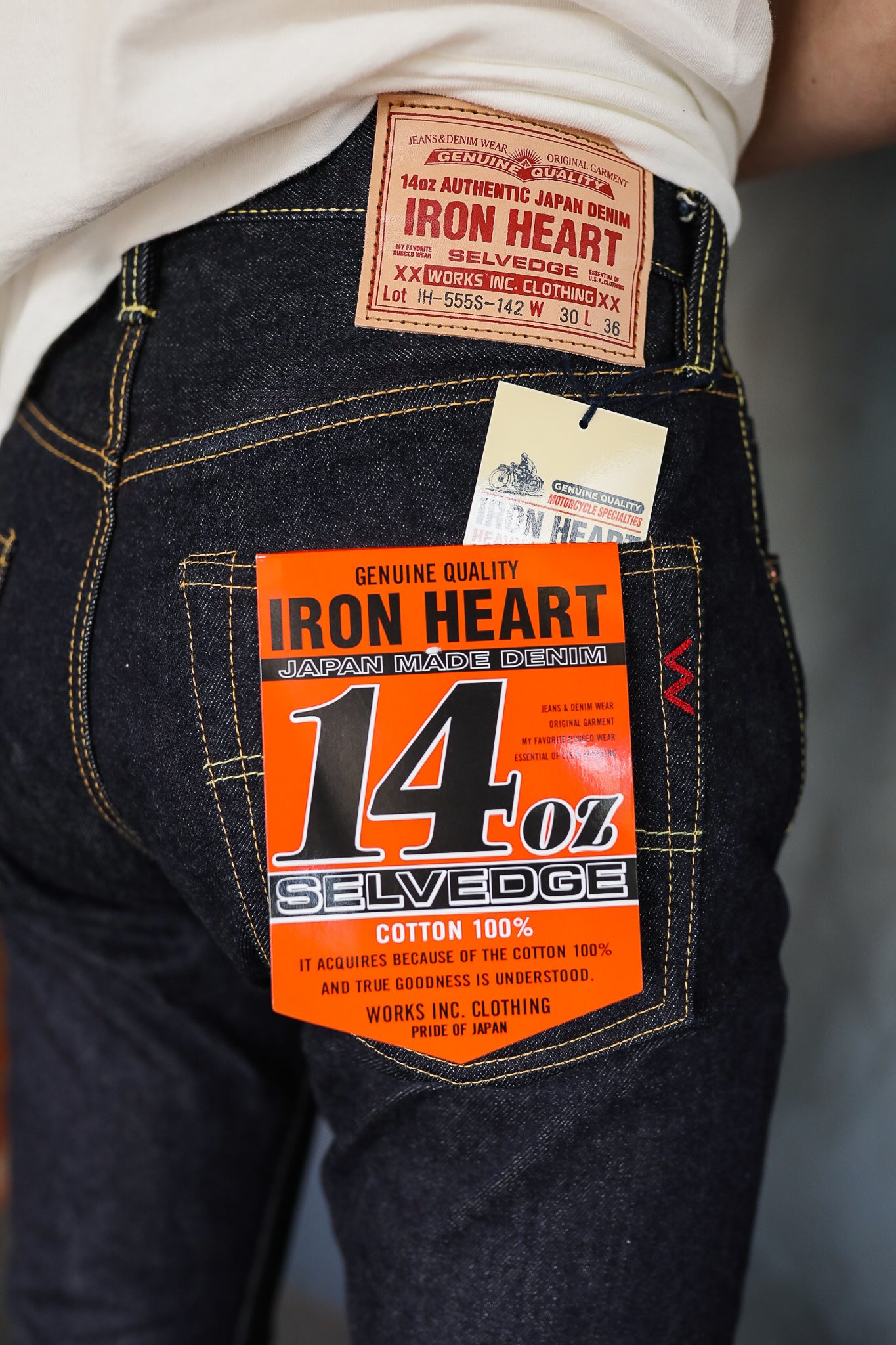 Iron Heart Denim Logo 14oz Selvedge Denim Super Slim Cut Jeans