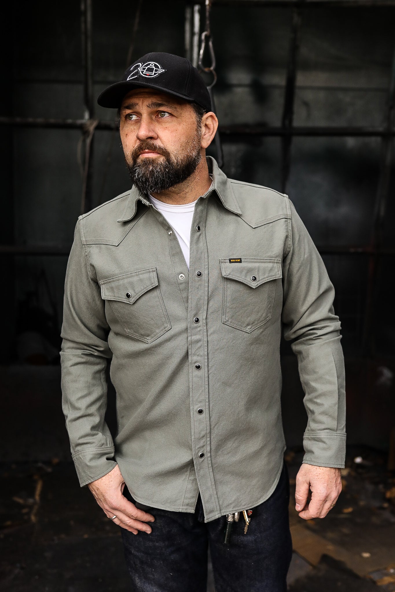 13oz Military Serge Western Shirt - Grey IHSH-235-GRY