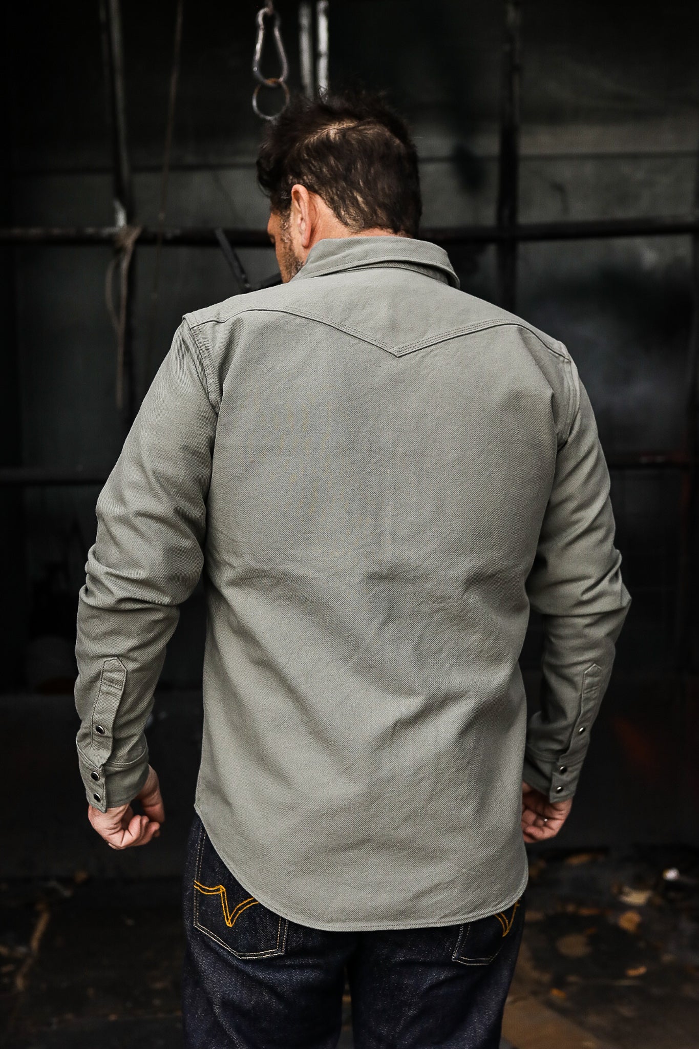 13oz Military Serge Western Shirt - Grey IHSH-235-GRY