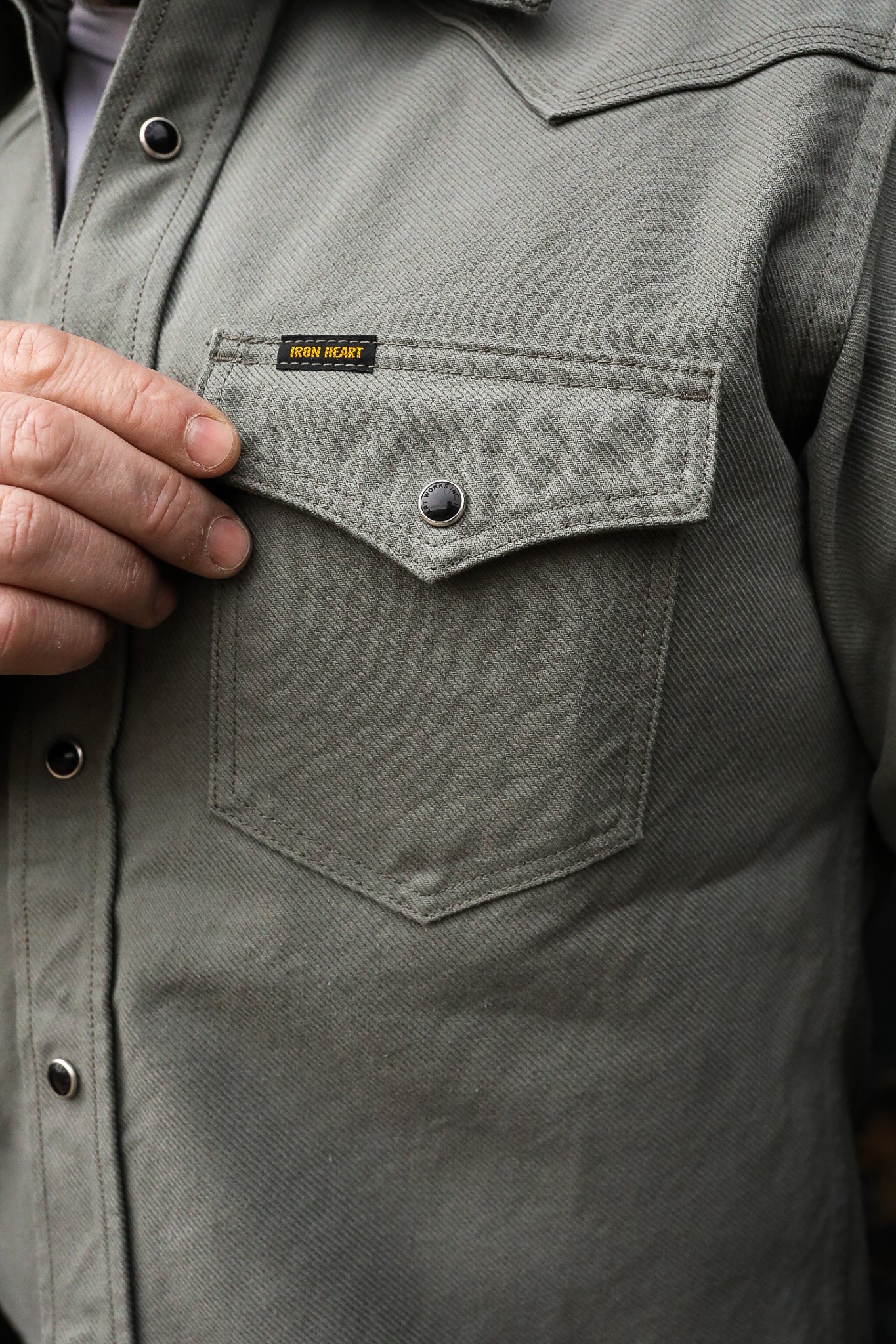 13oz Military Serge Western Shirt - Grey IHSH-235-GRY