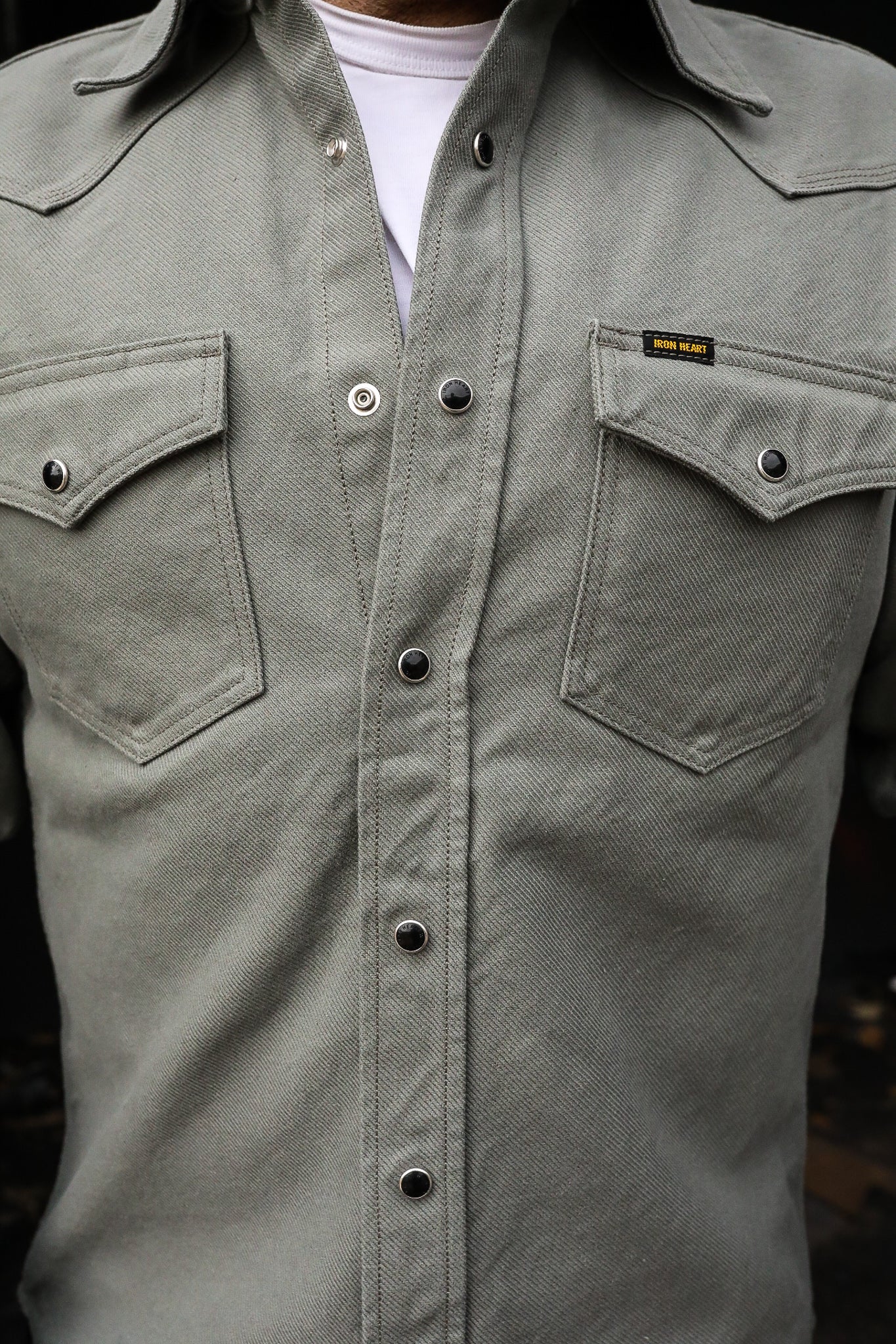 13oz Military Serge Western Shirt - Grey IHSH-235-GRY