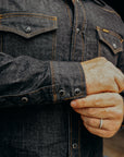 12oz Selvedge Denim Western Shirt - Black IHSH-33-BLK