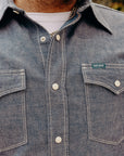 10oz Selvedge Chambray Single Yoke Western Shirt - Blue IHSH-13-BLU