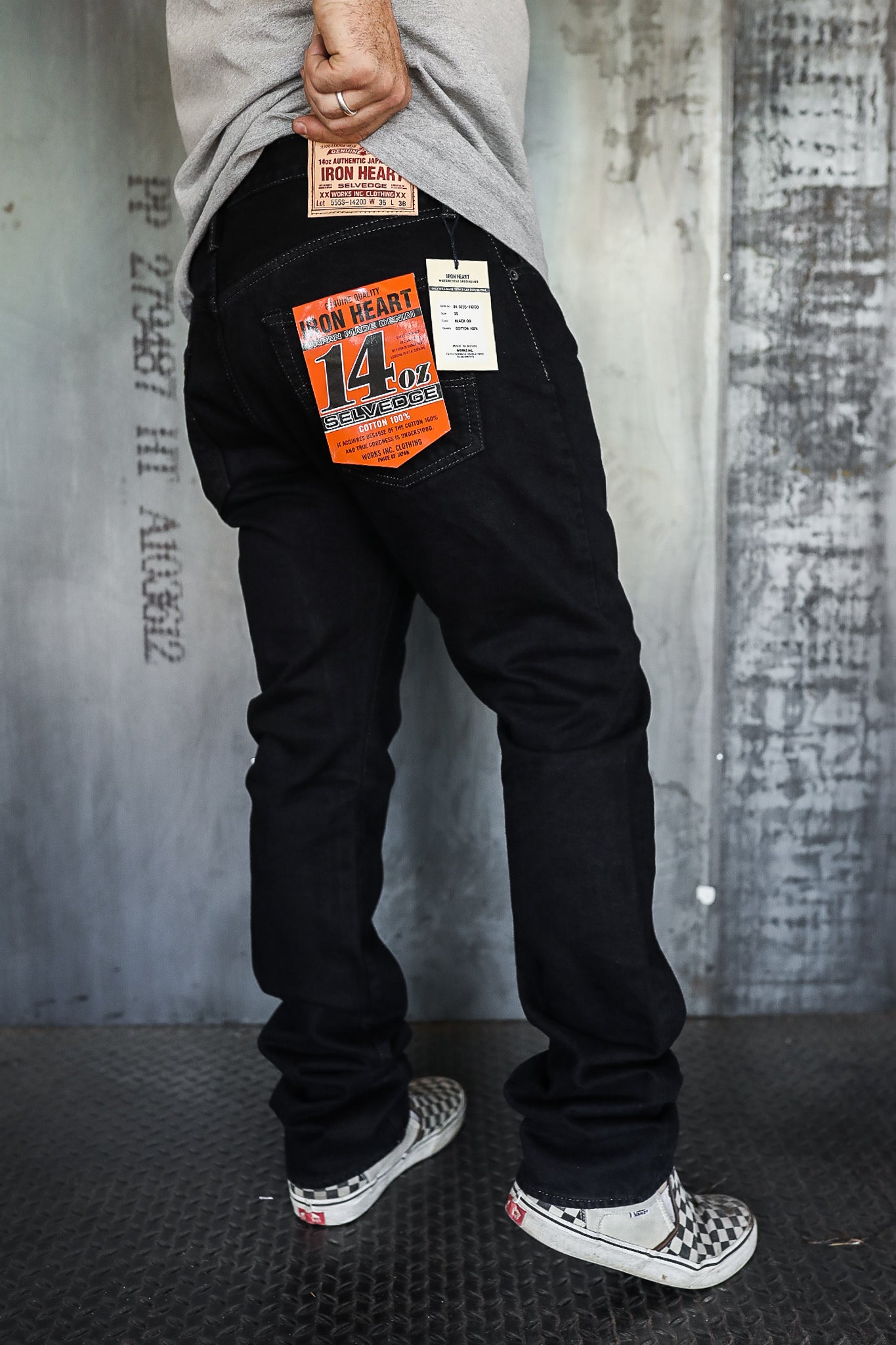 14oz Selvedge Denim Super Slim Jeans 555 Indigo Overdyed Black