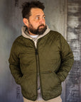 Collarless Lightweight Quilted Jacket - Olive