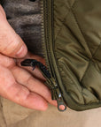 Collarless Lightweight Quilted Jacket - Olive