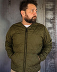 Collarless Lightweight Quilted Jacket - Olive