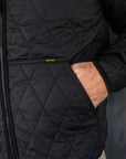 Collarless Lightweight Quilted Jacket - Black