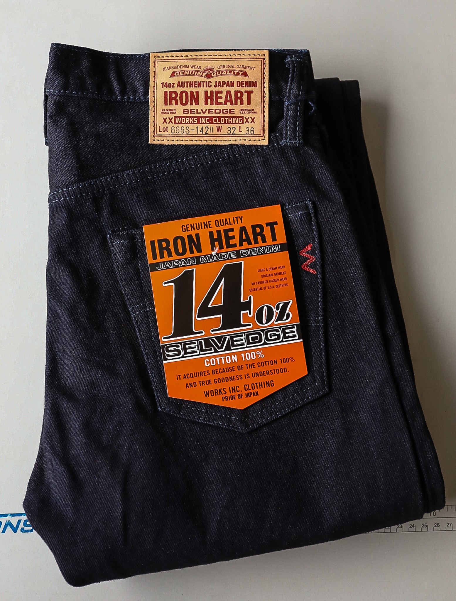 14oz 666S-142ii Selvedge Denim Slim Straight Cut Jeans - Indigo/Indigo