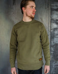 14oz Ultra Heavyweight Loopwheel Cotton Crew Neck Sweat - Olive IHSW-69L-OLV