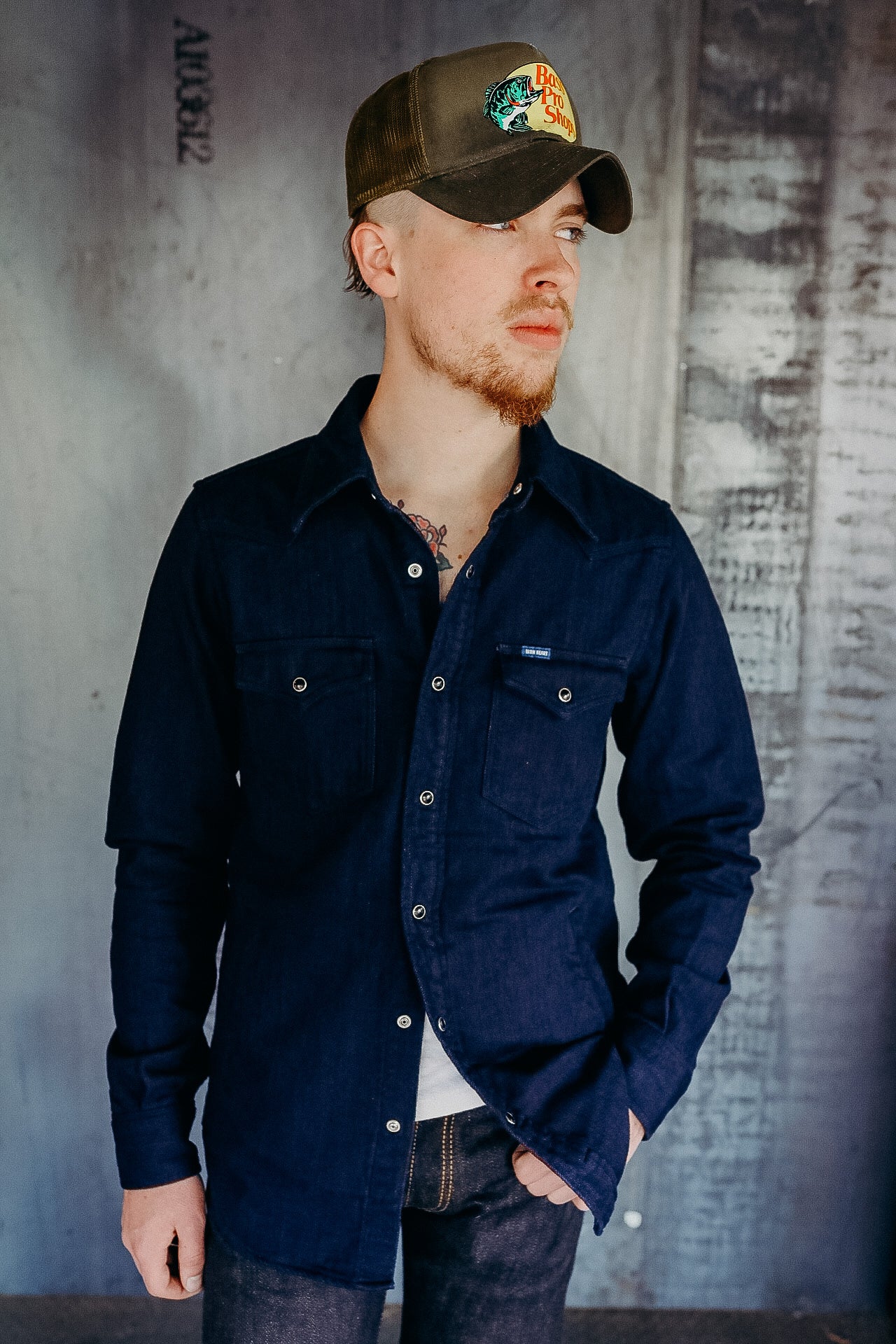 10oz Double Cloth Denim CPO Shirt - Indigo IHSH-347-IND – Iron