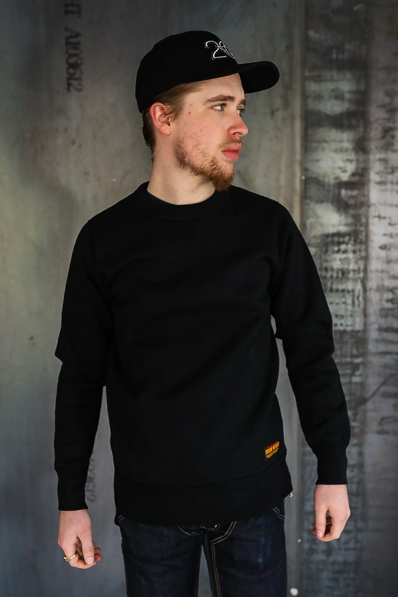 14oz Ultra Heavyweight Loopwheel Cotton Crew Neck Sweat Black IHSW-69L-BLK