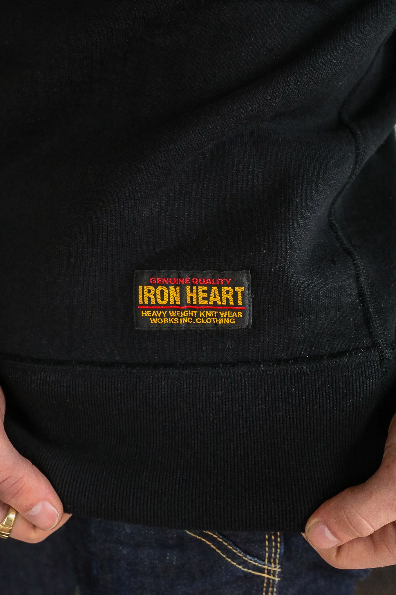 14oz Ultra Heavyweight Loopwheel Cotton Crew Neck Sweat - Black IHSW-69L-BLK