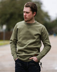 14oz Ultra Heavyweight Loopwheel Cotton Crew Neck Sweat - Olive IHSW-69L-OLV