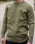 14oz Ultra Heavyweight Loopwheel Cotton Crew Neck Sweat - Olive IHSW-69L-OLV