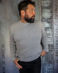 1700 Cotton Knit Crew Neck Long Sleeved Thermal Sweater - Grey