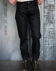 CLINT SLIM STRAIGHT FIT - MEDIUM RISE BLACK GUNPOWDER 14OZ DENIM