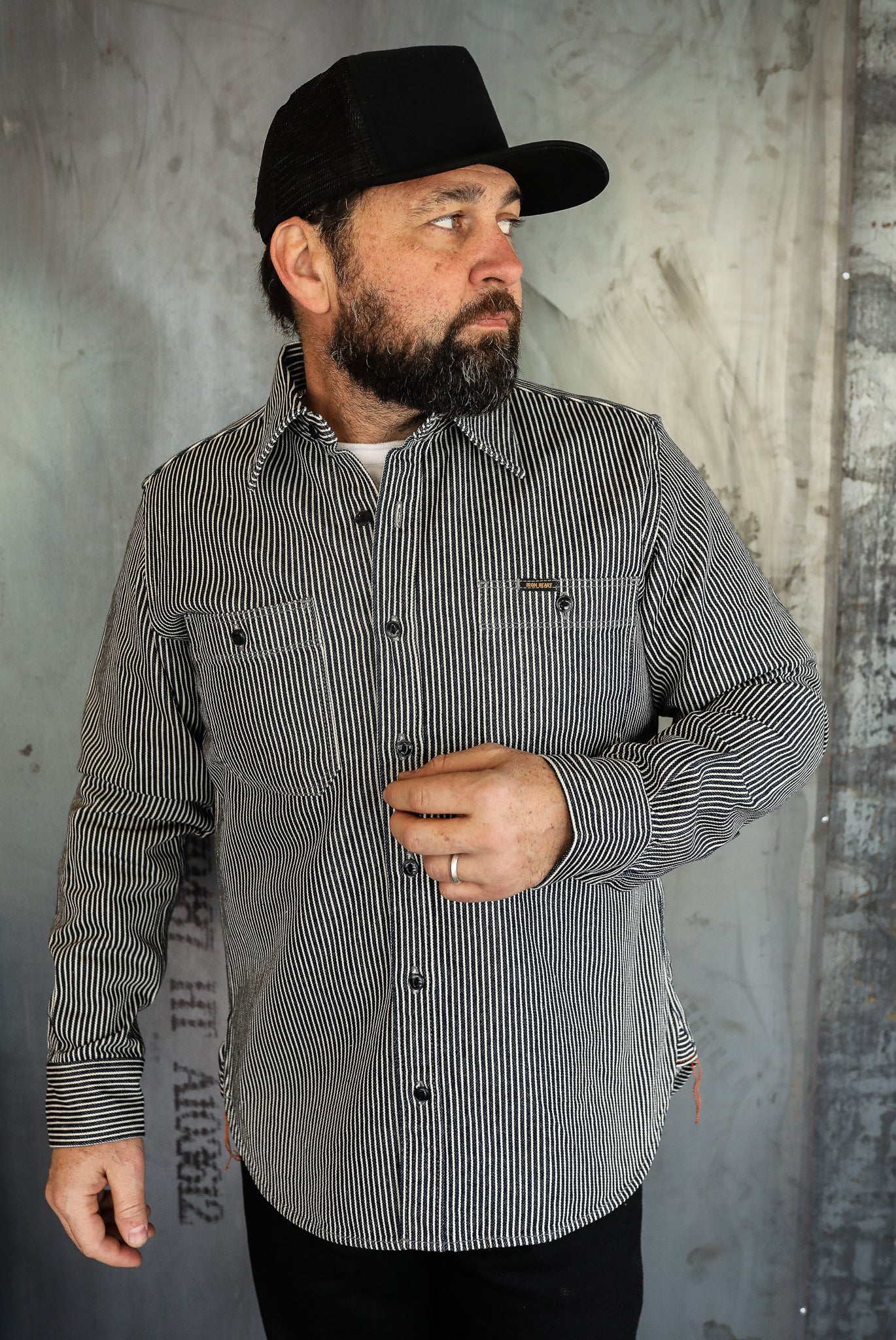 12oz Hickory Stripe Work Shirt - Indigo IHSH-274-IND