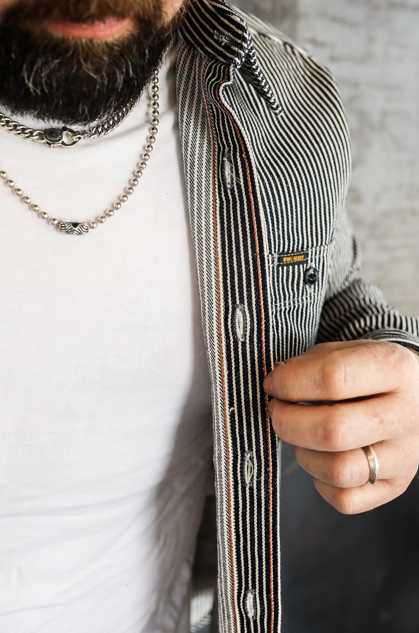 12oz Hickory Stripe Work Shirt - Indigo IHSH-274-IND