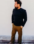11oz Cotton Knit Crew Neck Sweater- Black IHTL-1501-BLK