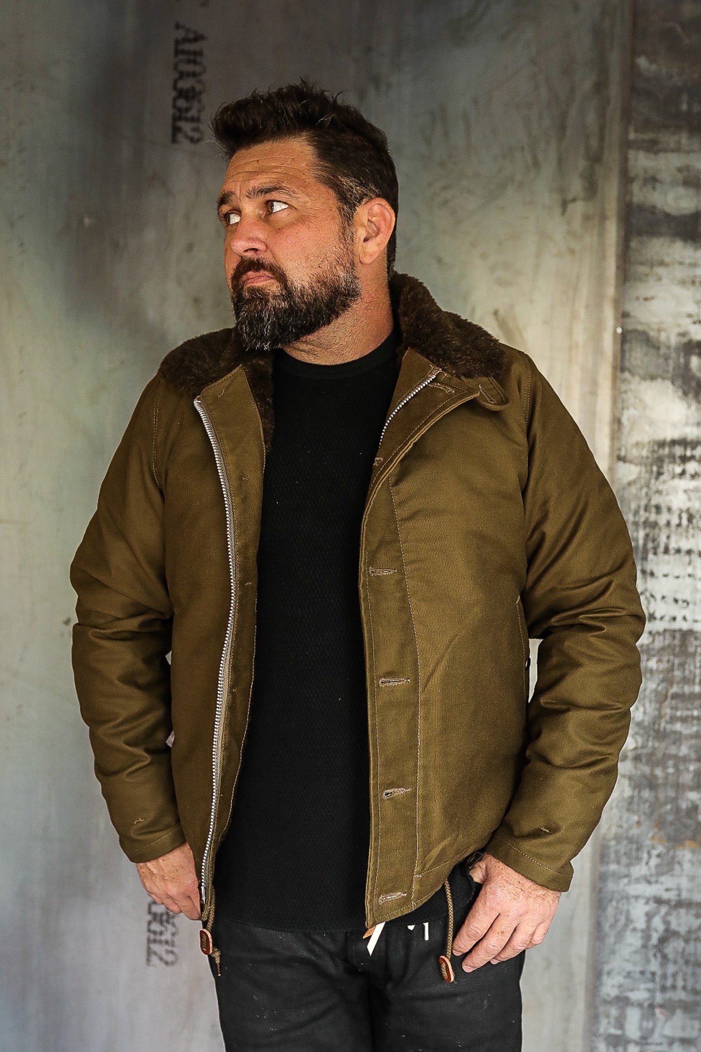 Oiled Whipcord N1 Deck Jacket - Army Green - IHM-37 – Iron Shop
