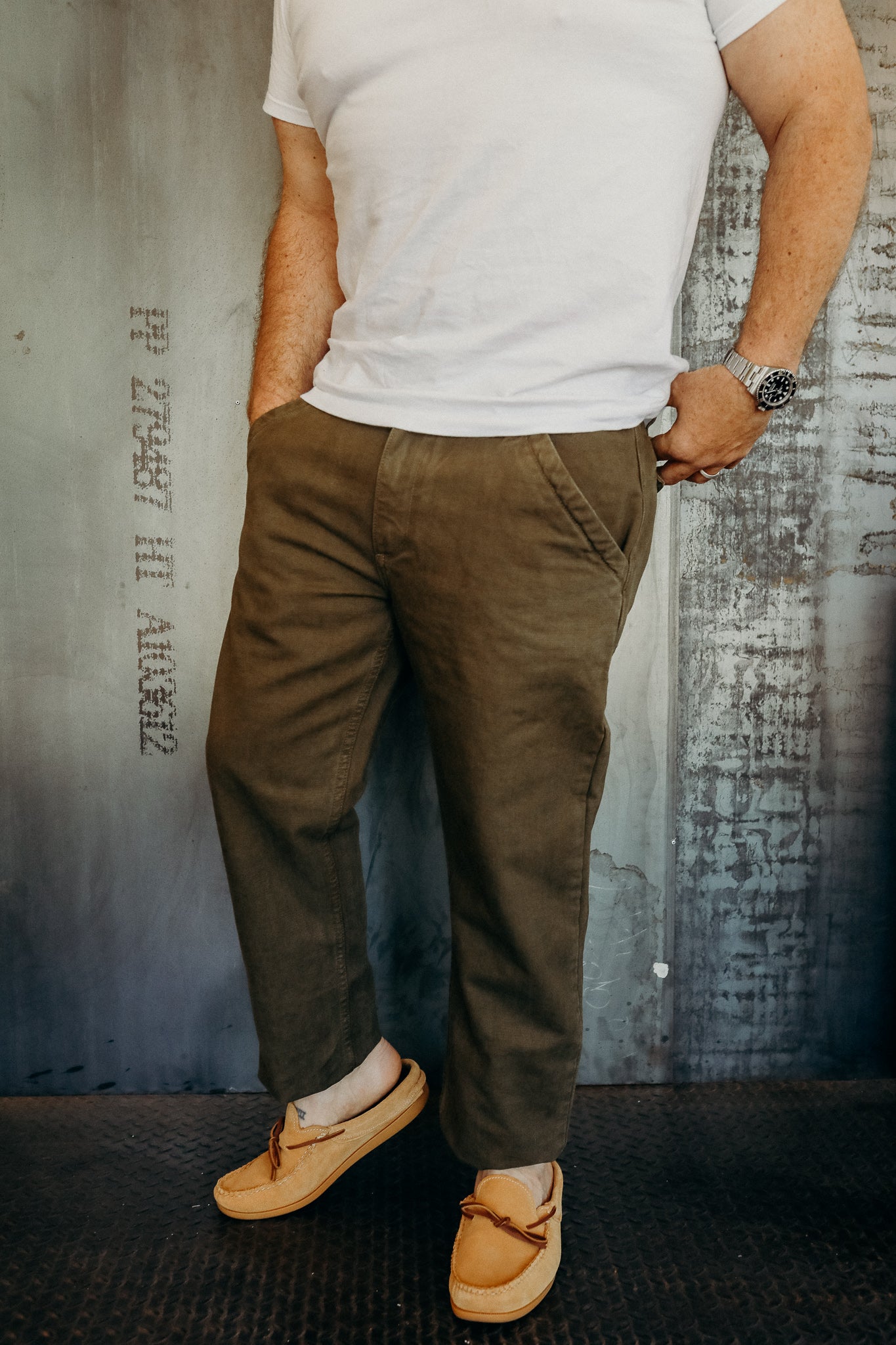Workers Chino Slim Fit 14oz Slub - Army Green – Iron Shop Provisions