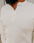 1213 Waffle Knit Long Sleeved Thermal Henley - White IHTL-1213-WHT