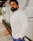1213 Waffle Knit Long Sleeved Thermal Henley - White IHTL-1213-WHT