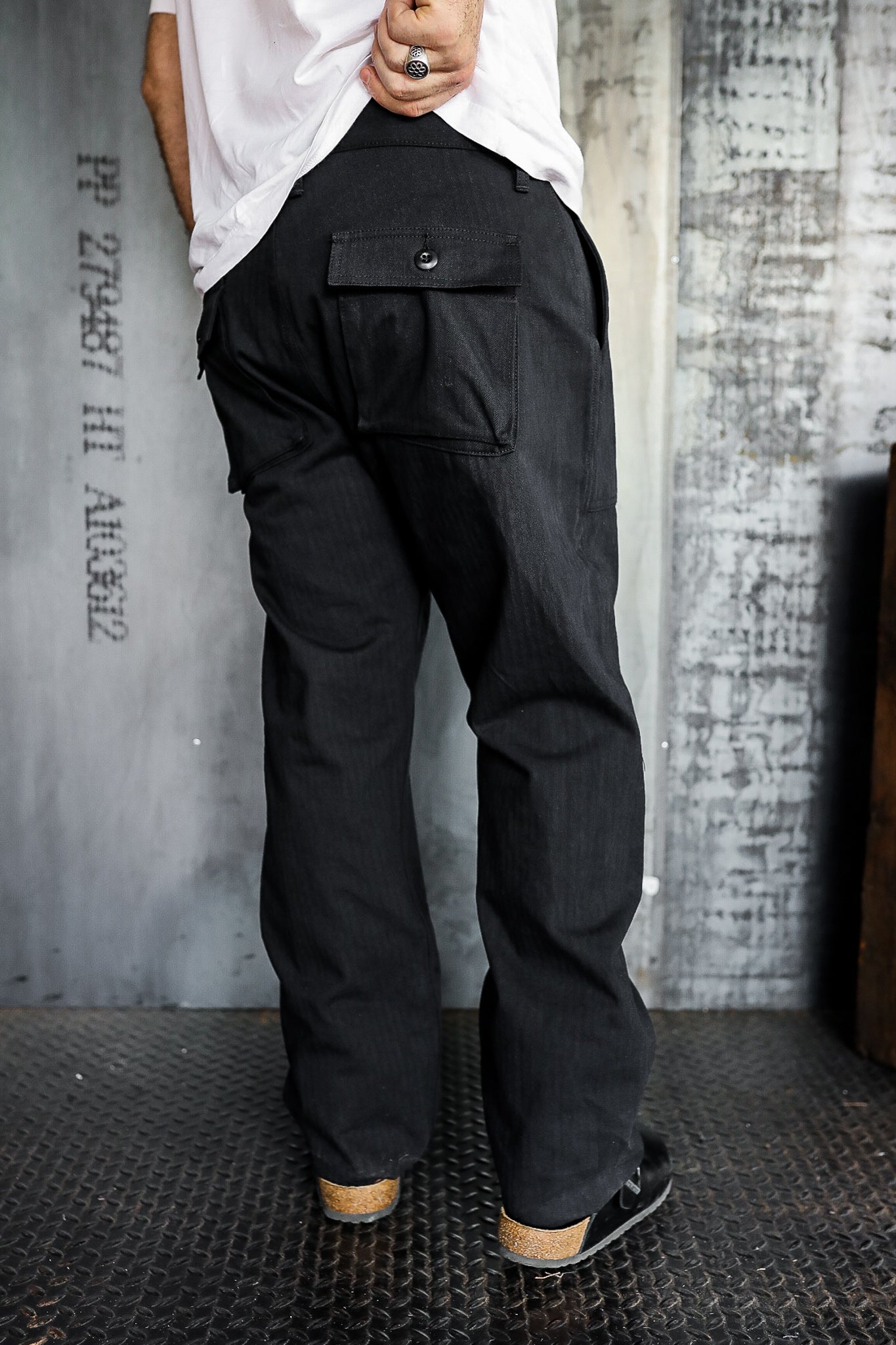 Fatigue Pant - Washed Black HBT