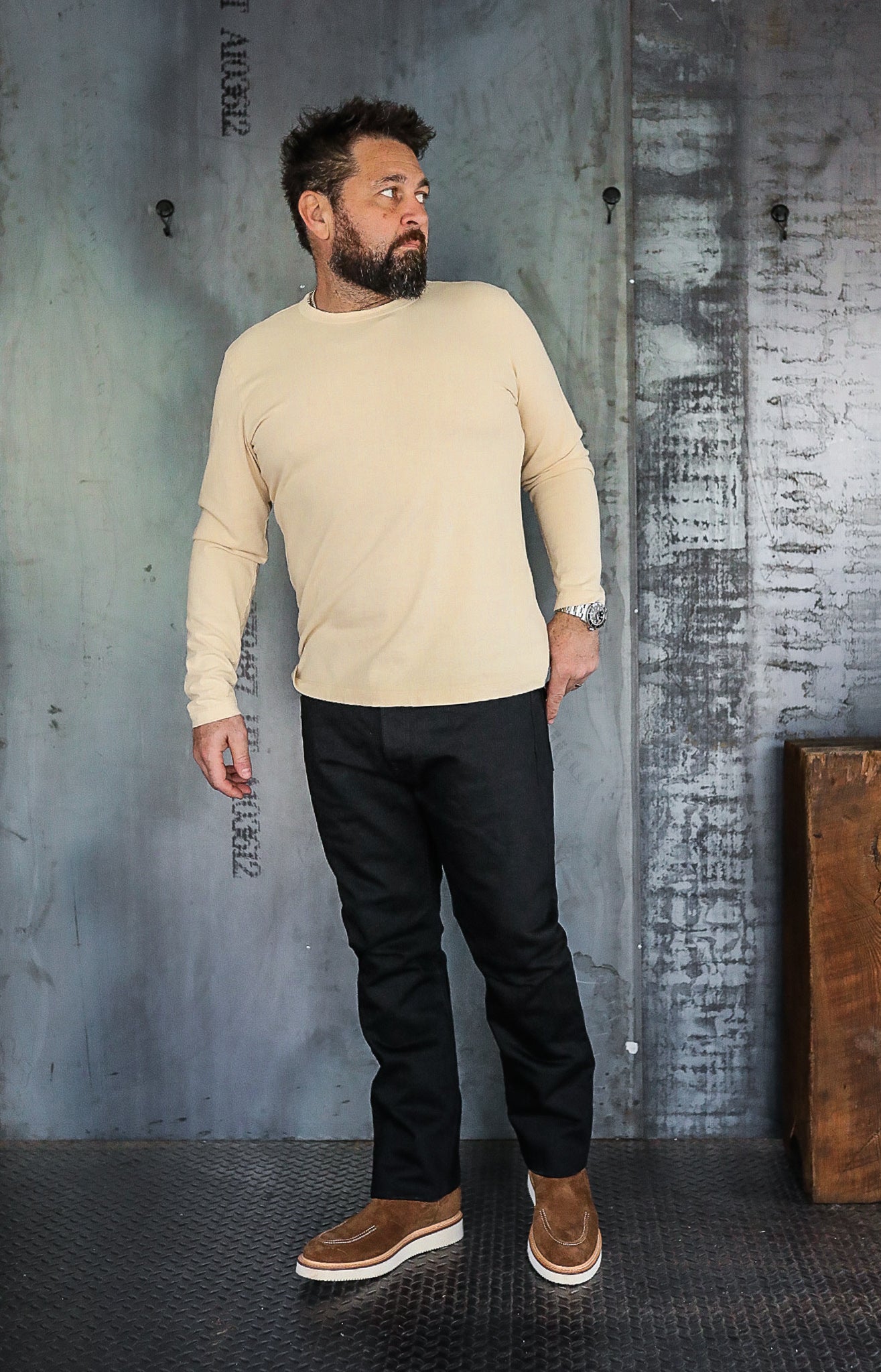 14oz Selvedge Denim 555 Slim Cut Jeans - Black/Black IH-555S-142bb