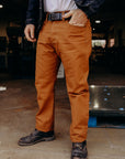 17oz Duck Medium/High Rise Tapered Cut Jeans - Brown IH-888D