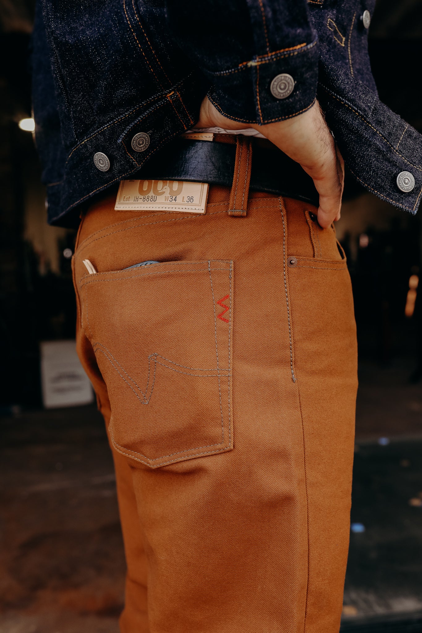 17oz Duck Medium/High Rise Tapered Cut Jeans - Brown IH-888D