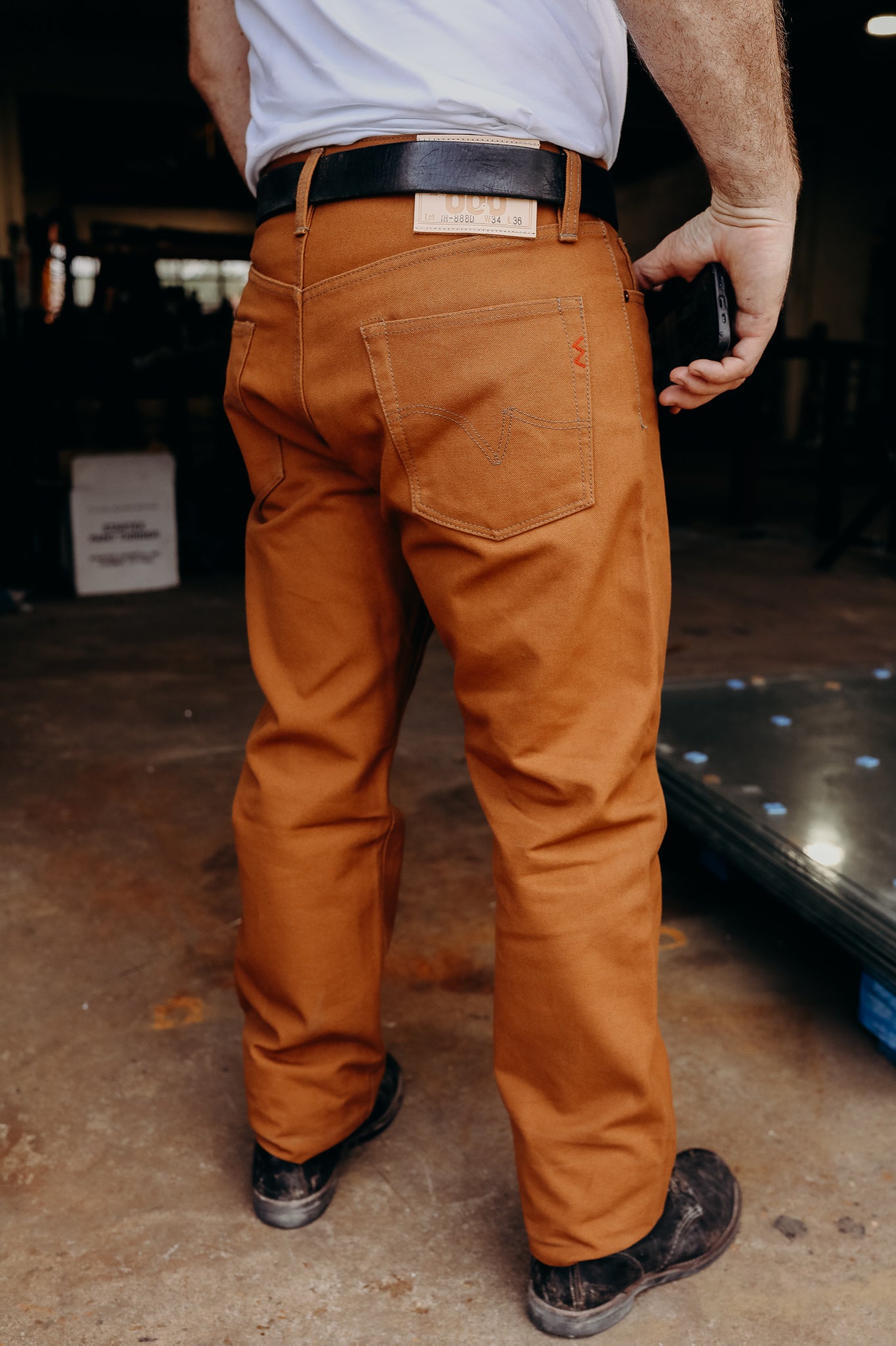 17oz Duck Medium/High Rise Tapered Cut Jeans - Brown IH-888D