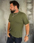 6.5oz Loopwheel Crew Neck T-Shirt With Longer Body - Olive IHT-1610L-OLV